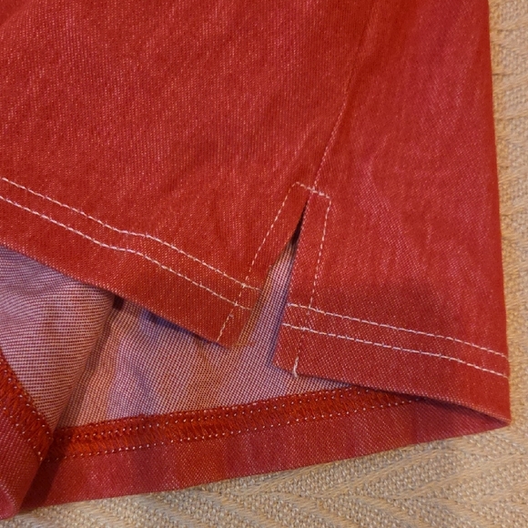 Chico's Lt Red Denim 3/4 Sleeve Top with Flared Cuffs, Size 3 - Picture 5 of 7